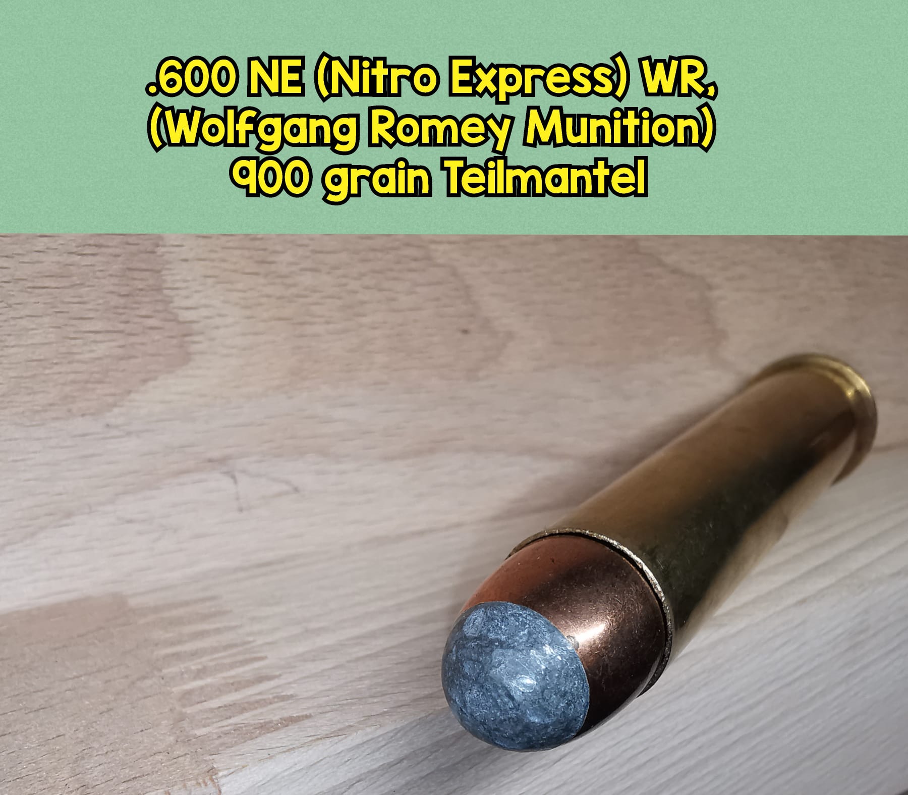 .600 NE (Nitro Express), WR (Wolfgang Romey Munition), TM, Deko-Patrone – Bild 2