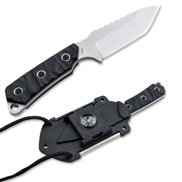 1 x BÖKER MAGNUM Survival Neckup Backup Messer 7.1cm Klinge 440A Stahl inkl. Feuerstahl + Kompass ! – Bild 1
