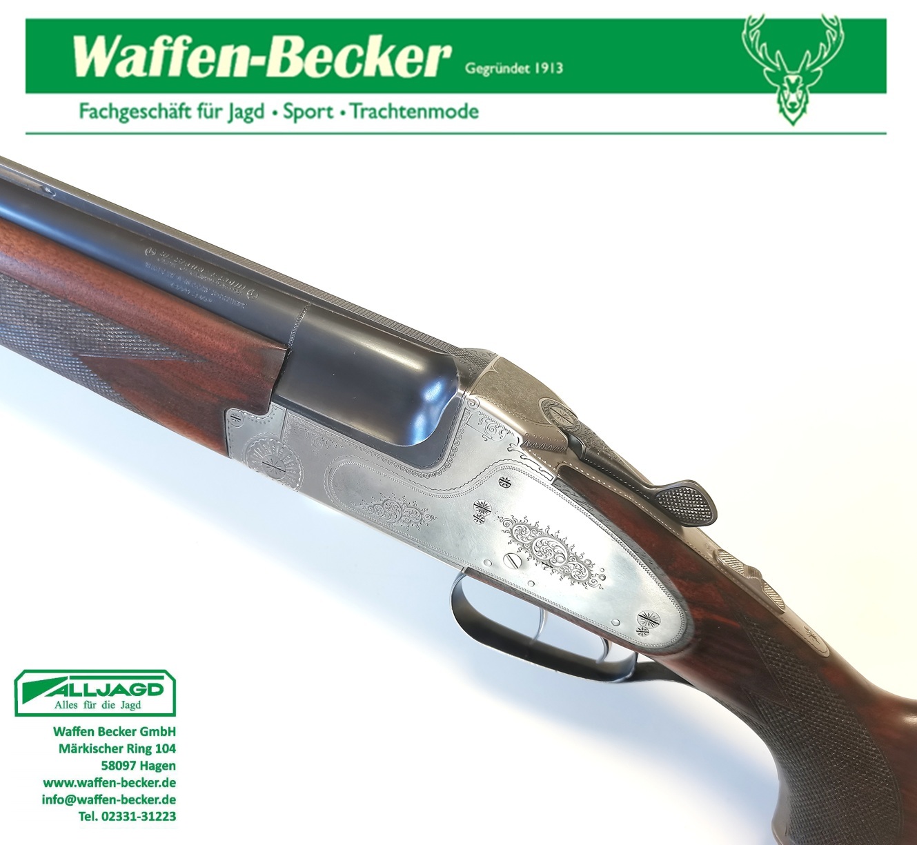 Bockdoppelflinte Sauer & Sohn, Eckernförde Mod. 66 Kal. 12/70 – Bild 4