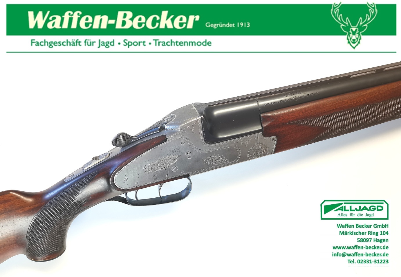 Bockdoppelflinte Sauer & Sohn, Eckernförde Mod. 66 Kal. 12/70 – Bild 2