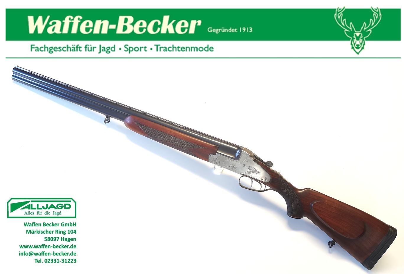 Bockdoppelflinte Sauer & Sohn, Eckernförde Mod. 66 Kal. 12/70 – Bild 3