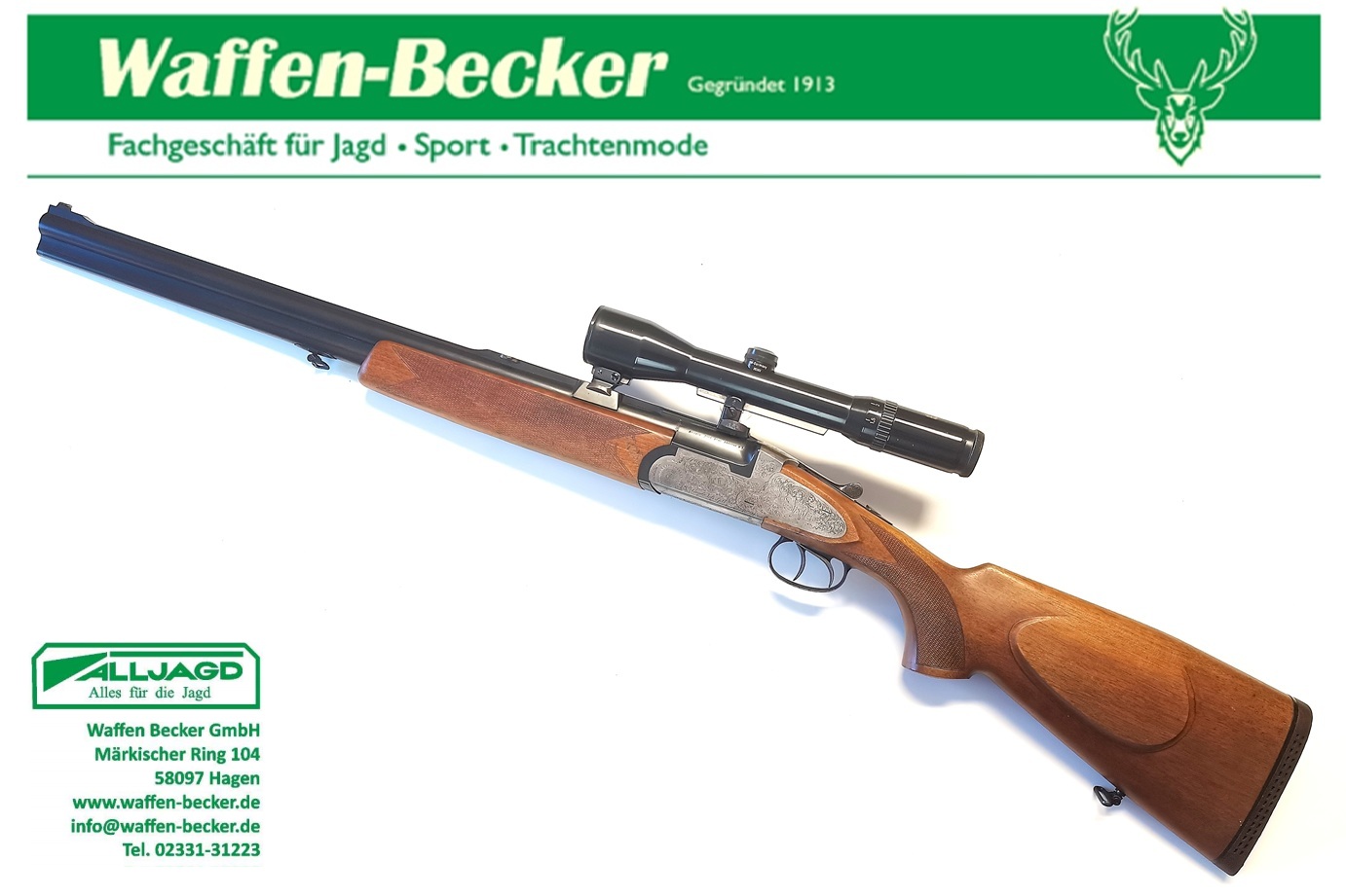 Bockbüchsflinte Zoli, Mod. Kombinat Kal. 12/70 + 6,5x57R ZF: S&B 1,5-6x42 Abs.1 – Bild 2