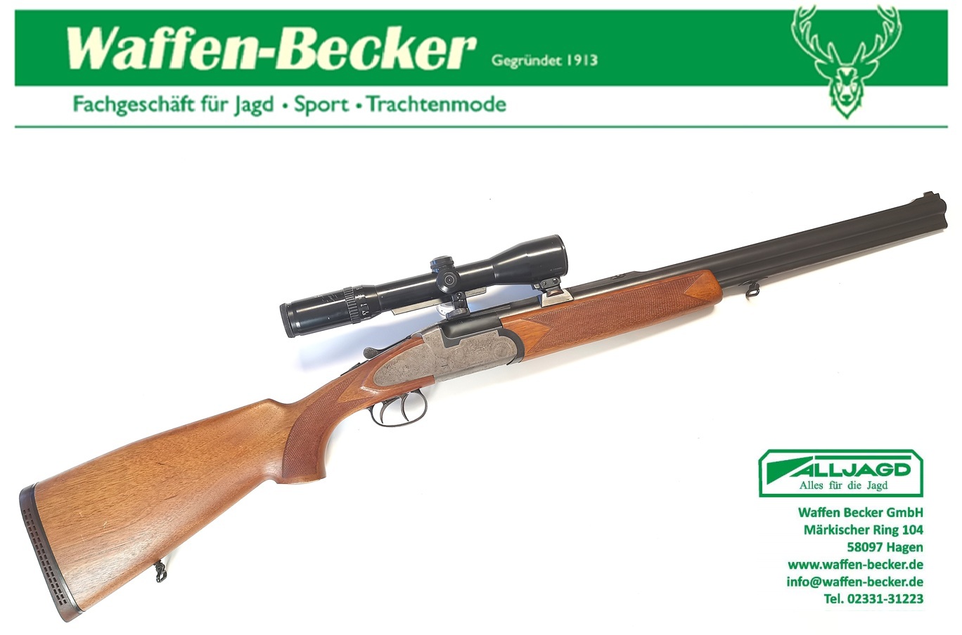 Bockbüchsflinte Zoli, Mod. Kombinat Kal. 12/70 + 6,5x57R ZF: S&B 1,5-6x42 Abs.1 – Bild 1