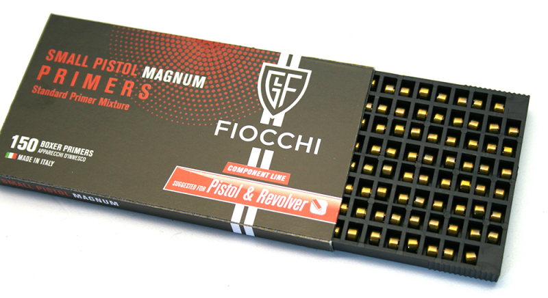 150 St. FIOCCHI BOXER Zündhütchen Small PISTOL Magnum S.P.M. 4,45MM 0.45 Primer Zünder SPM AB LAGER! – Bild 1