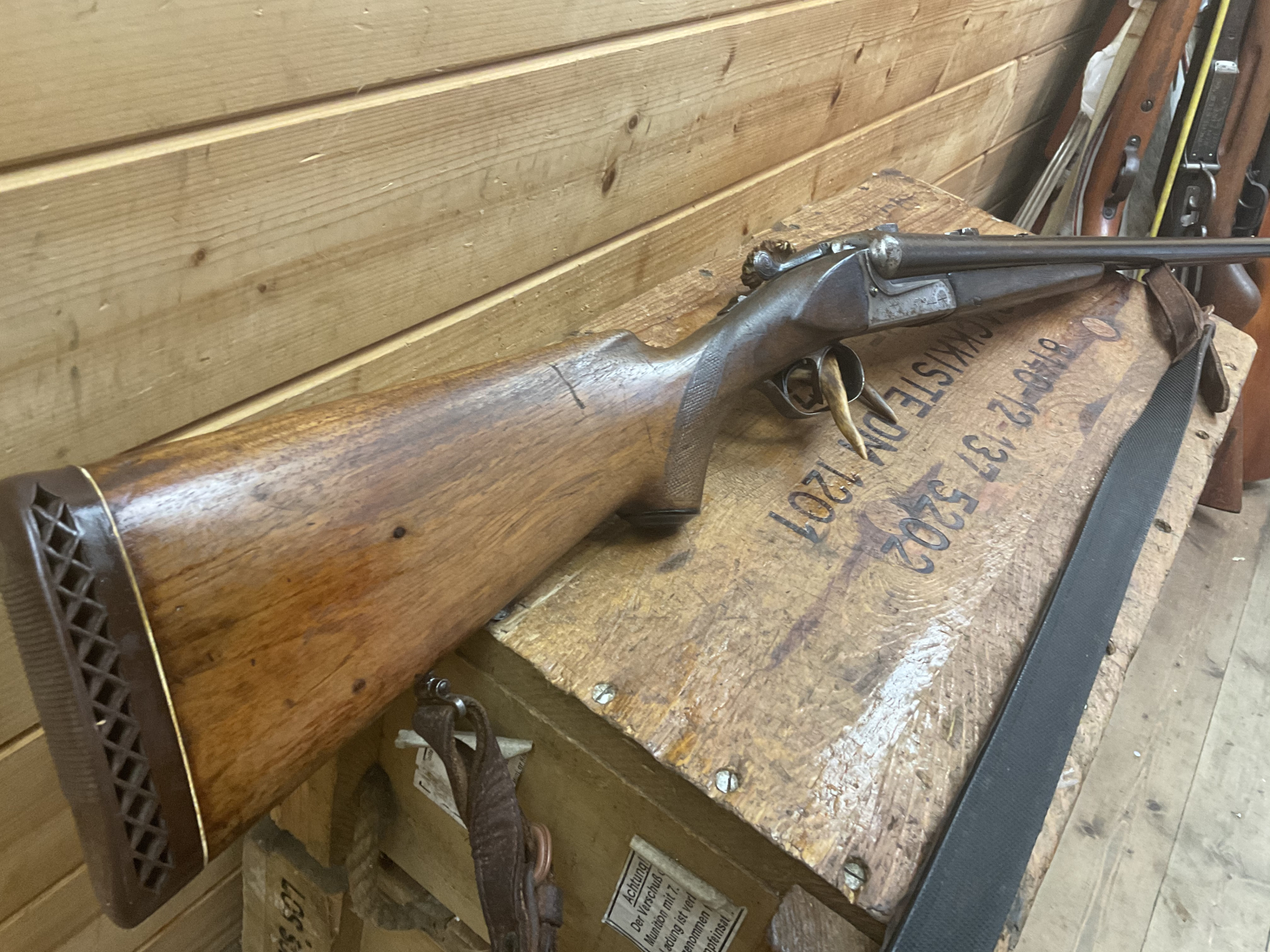 Doppelflinte Fortuna Suhl Kal. 12/70, 12/70 mit Lederriemen – Bild 6