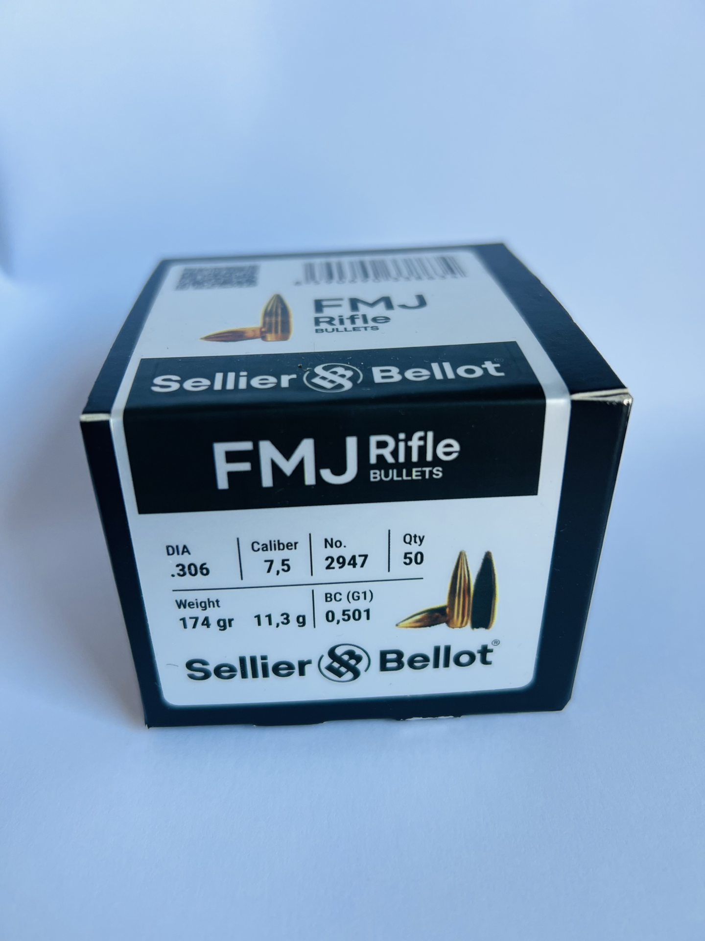 Sellier & Bellot Geschosse .306 174grs Vollmantel FMJ 7,5x55 Swiss Schmidt Rubin K31 K11 K1911 2947 – Bild 1