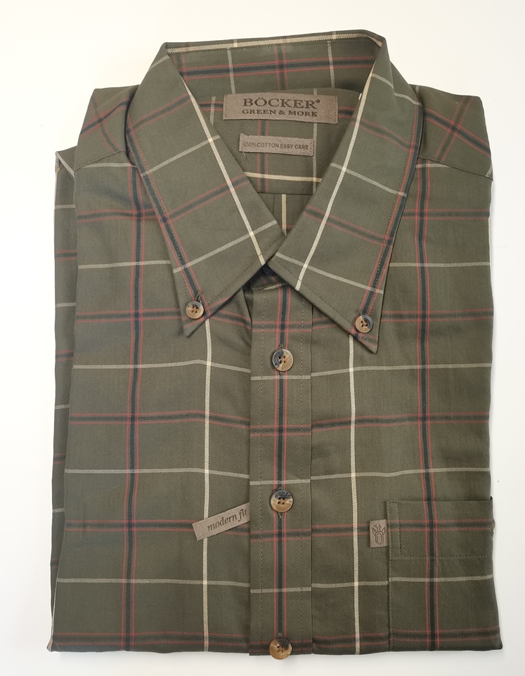 Böcker Langarmhemd Hemd grün kariert modern fit 100% Baumwolle Gr. 44 ---NEUWARE--- – Bild 1