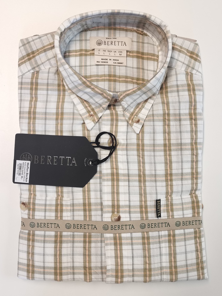Beretta Langarmhemd Button Down Shirt weiß-grün kariert Gr. L ---NEUWARE--- – Bild 1