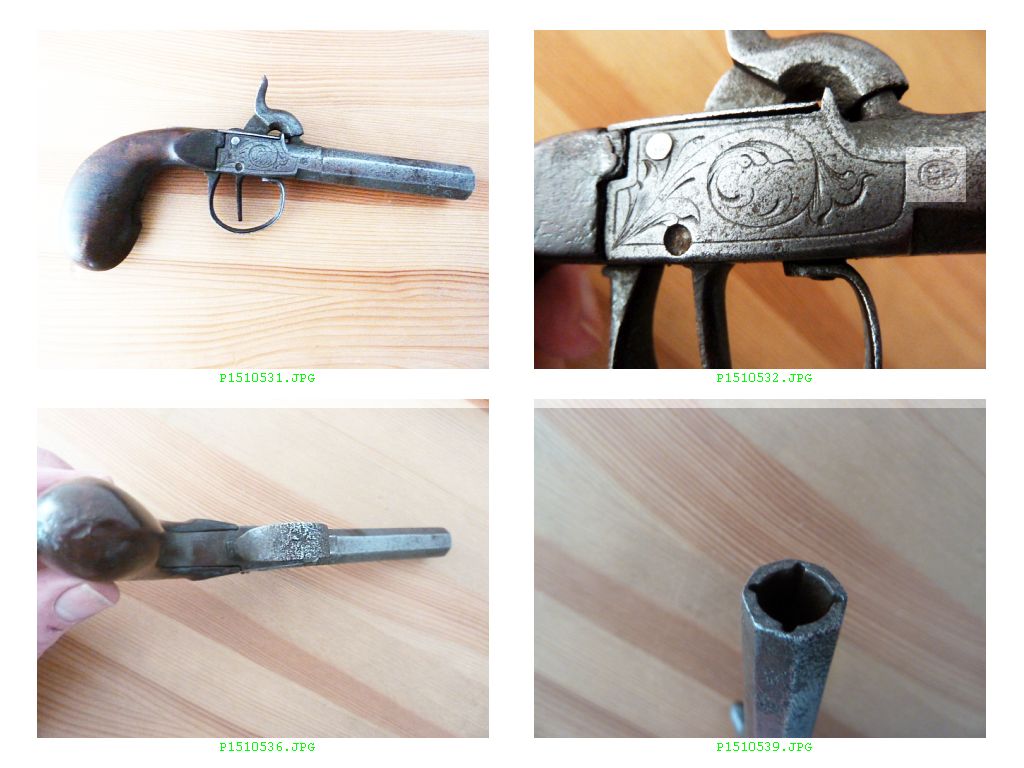 Kleine 18 cm Reisepistole um 1850 mit Verzierungen Derringer Terzerol – Bild 1