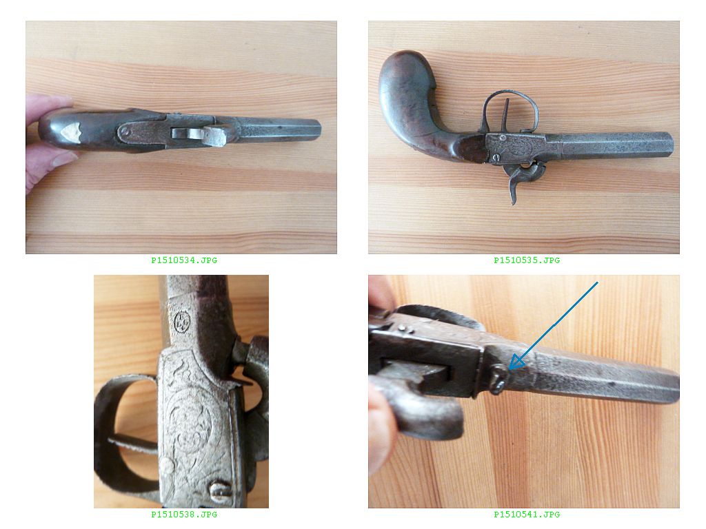 Kleine 18 cm Reisepistole um 1850 mit Verzierungen Derringer Terzerol – Bild 2