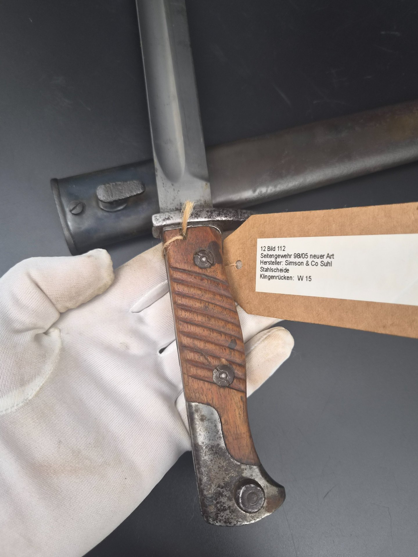 Seitengewehr 98/05 neuer Art mit Stahlscheide, Simson & Co – Bild 3