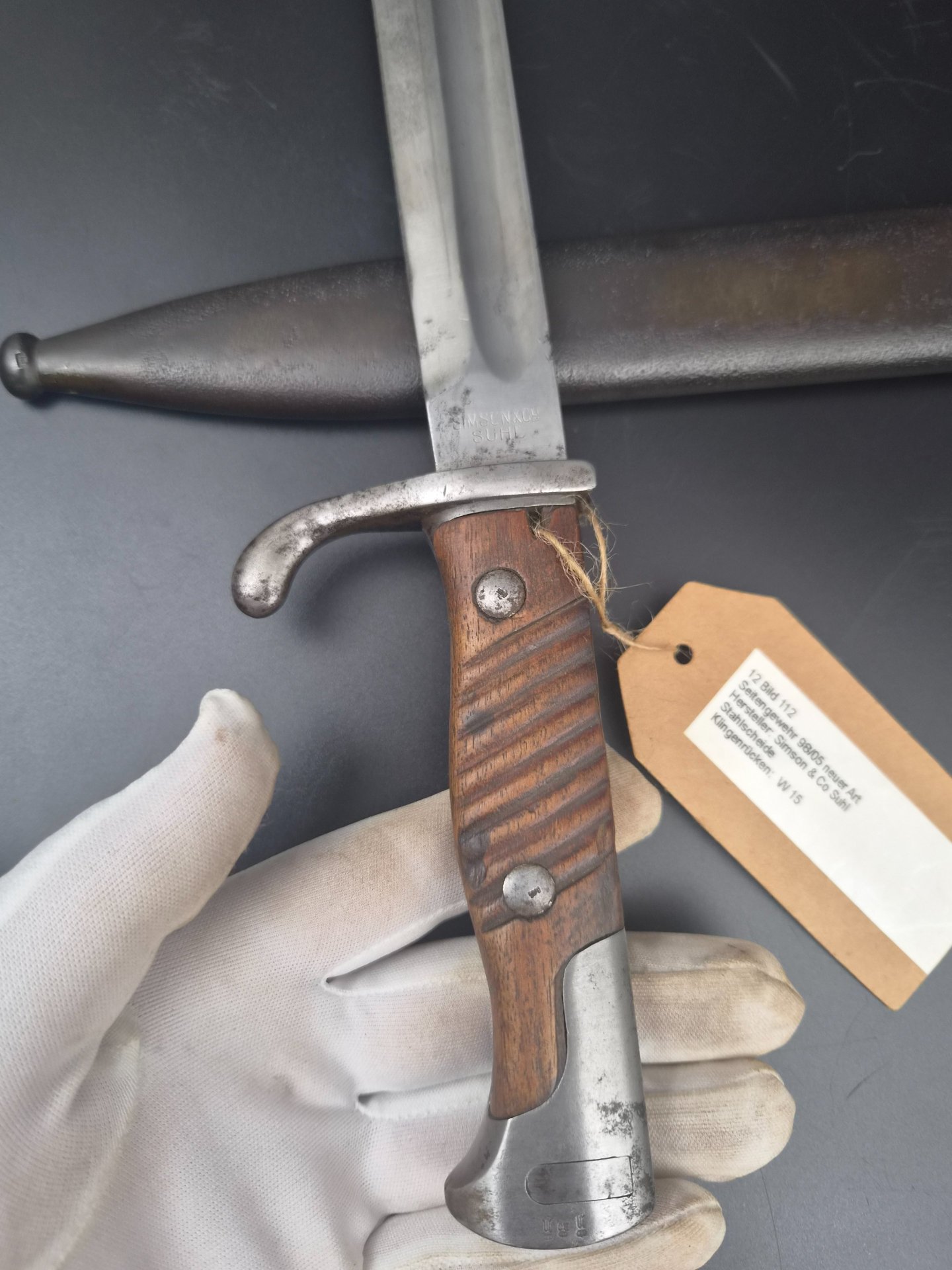 Seitengewehr 98/05 neuer Art mit Stahlscheide, Simson & Co – Bild 4