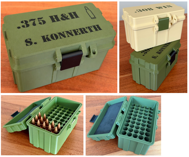 Munitionsbox .375 H&H Ammo Box Patronen Wiederladen 50/100 Schuss personalisierbar abschließbar – Bild 1