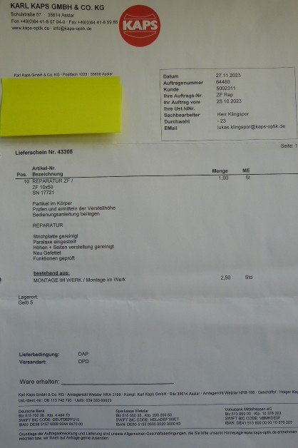 Zielfernrohr Kaps 10x50 (Behördenglas, Scharfschützen, Sniper) – Bild 6