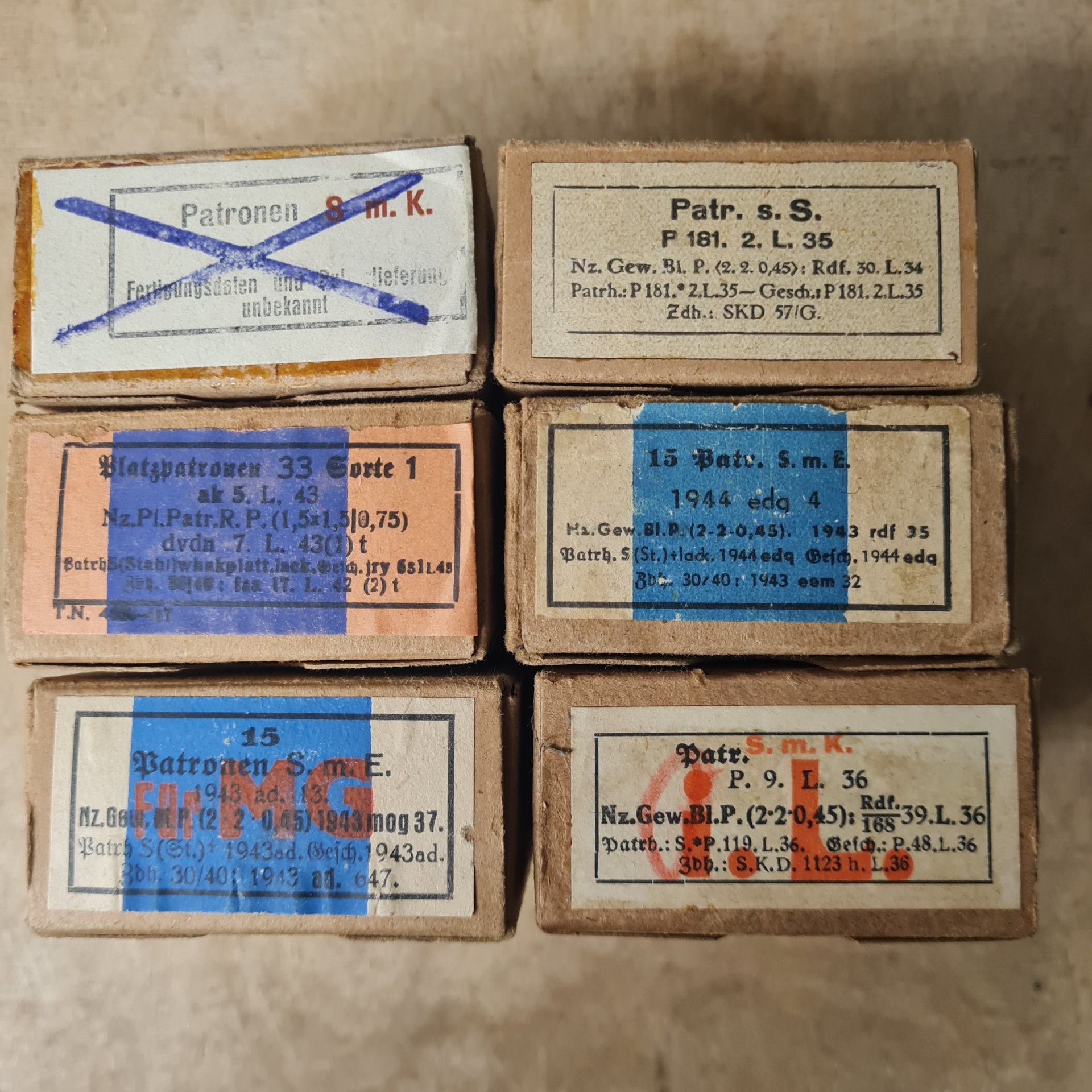 6 Patronenschachteln 8 x 57 - Wehrmacht – Bild 1