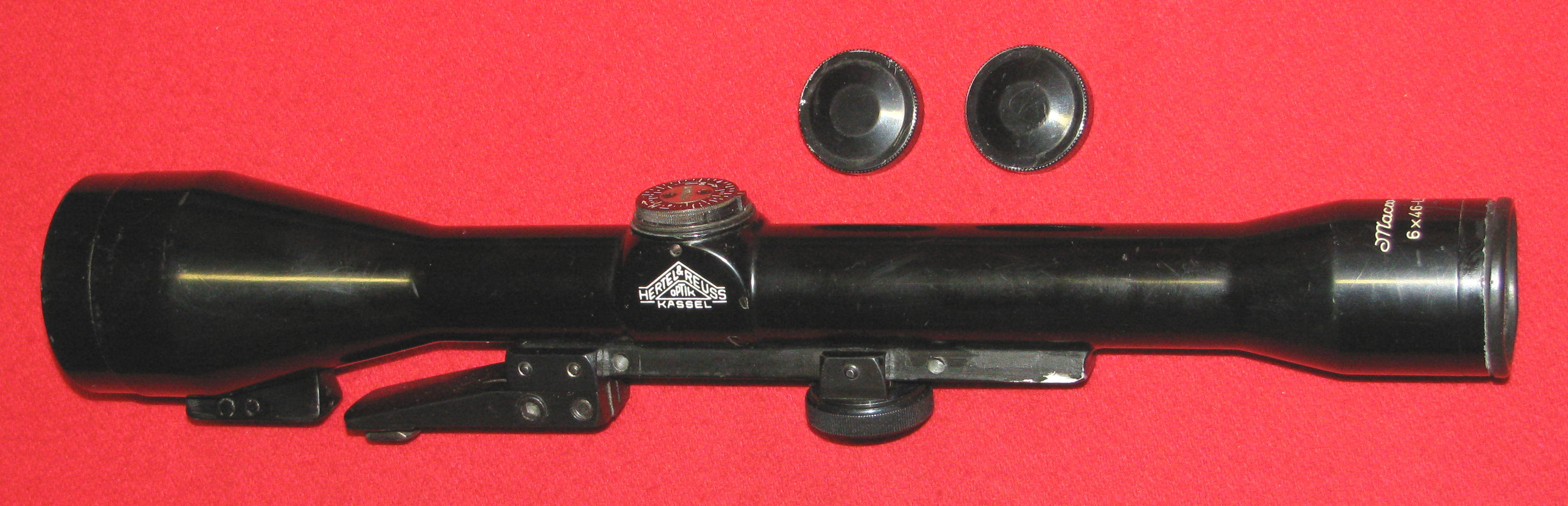 ZF / Zielfernrohr, ein HERTEL & REUSS KASSEL Macro - Ziel 6 x 46 mit dem Absehen Duplex / Montagetei – Bild 1