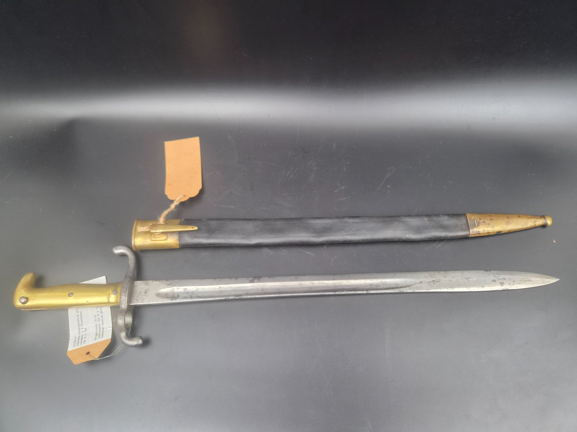 Preussen Bajonett M 1871 mit Scheide - Nummerngleich "104 R.8. 104" - sehr selten! – Bild 2