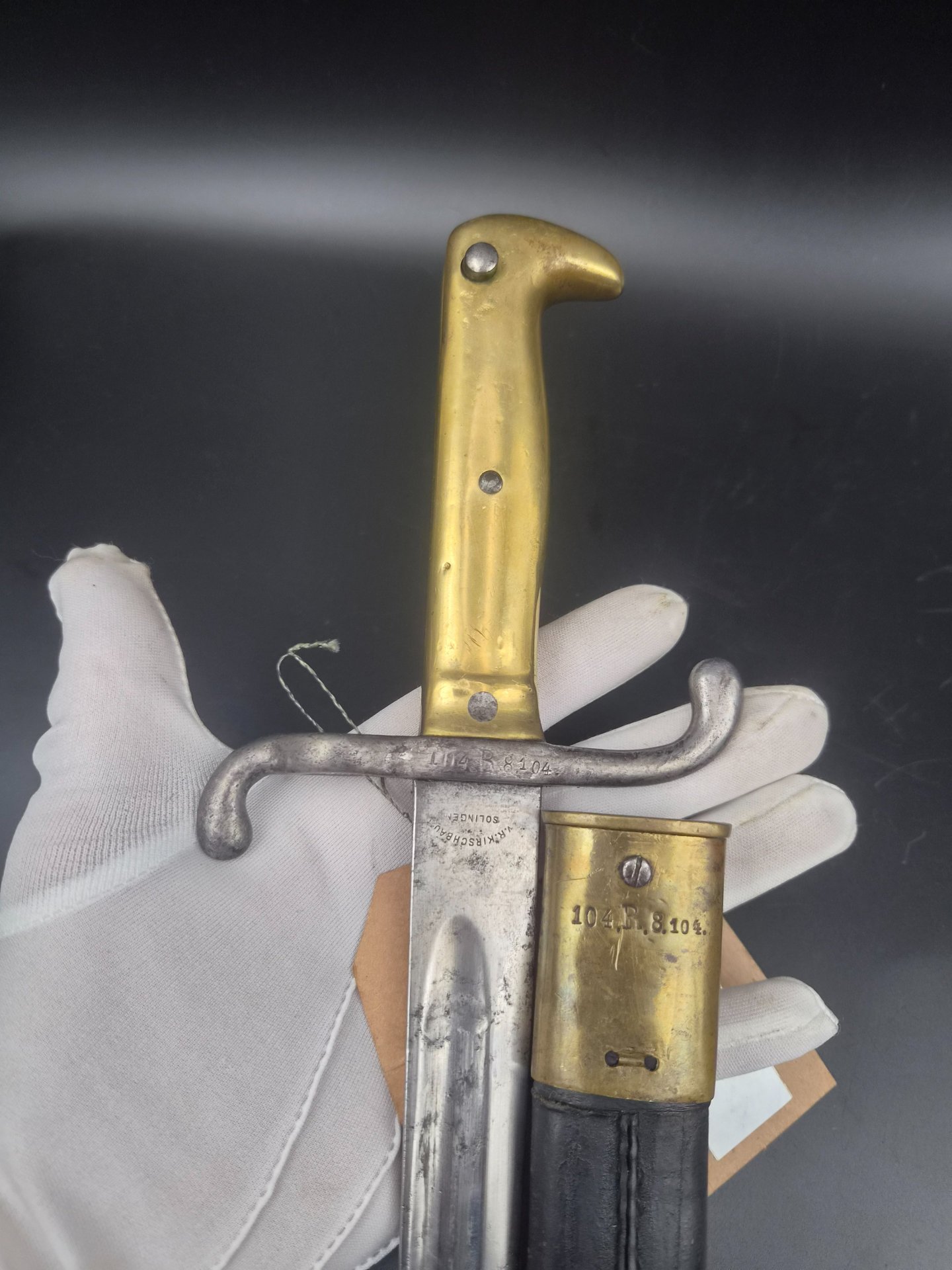 Preussen Bajonett M 1871 mit Scheide - Nummerngleich "104 R.8. 104" - sehr selten! – Bild 3