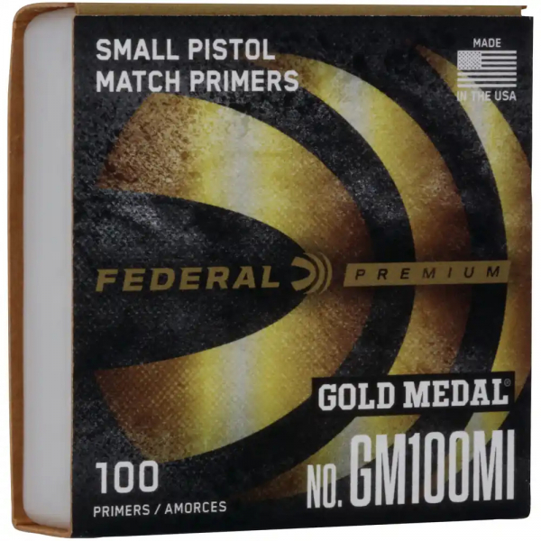 1.000 Zündhütchen FEDERAL Zünder S.P. Small Pistol #100 FED100 GM100M GOLD MATCH IPSC Revolver WEICH – Bild 1