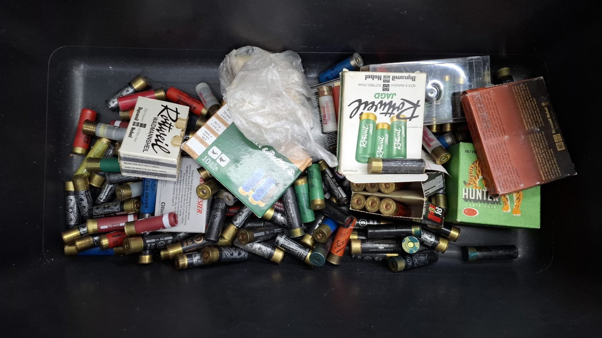 Schrotpatronen FLG Flintenpatronen Kaliber 16 Munition Flinte 9 KG!!! Konvolut Jagdmunition – Bild 1