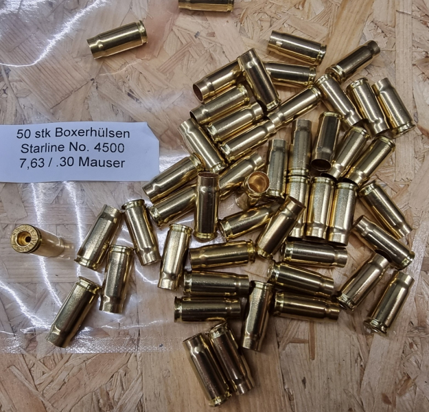7,63/.30 Mauser Boxer-Hülsen Starline 50 Stk. No. 4500 #SSZ Berka – Bild 1