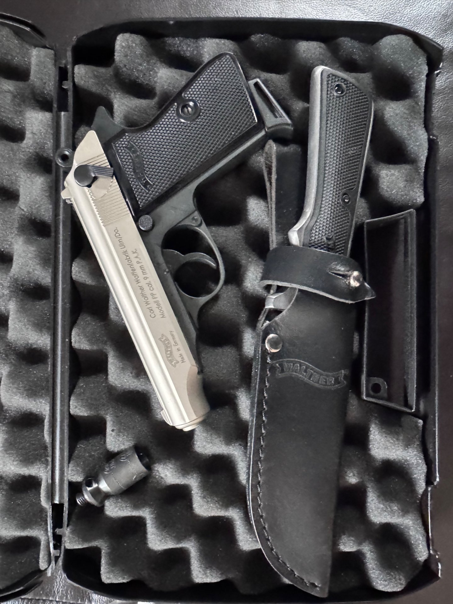 Neu Sonderedition 50 Jahre Walther PP Bicolor mit Messer 9mm pak Gaspistole – Bild 1
