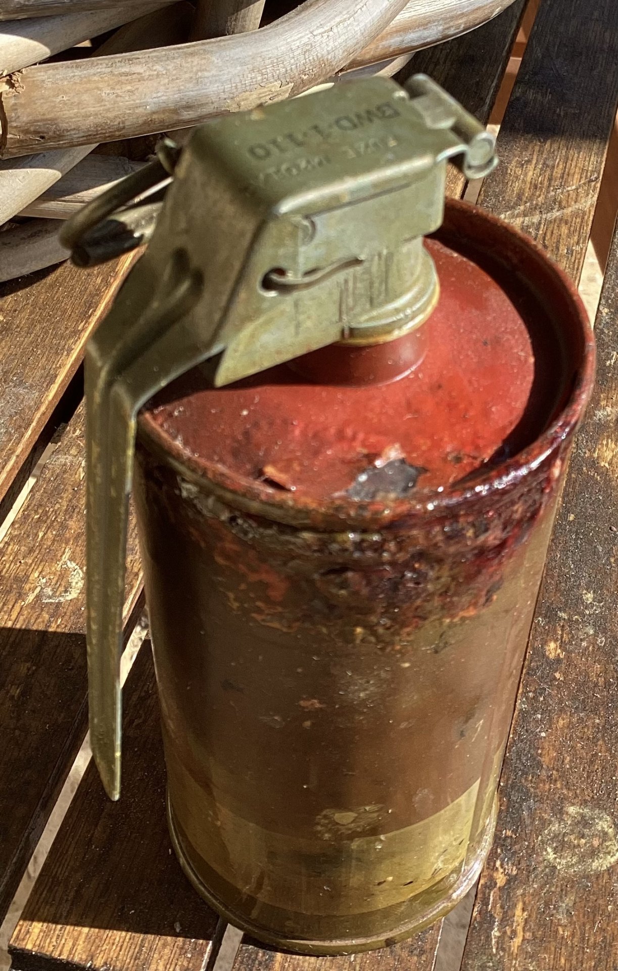 US Nebelhandgranate Smoke red, selten, natürlich leer. – Bild 3