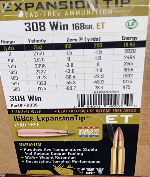 .308/168 grs. Nosler E- Tip 20 stk. No. 40035 # SSZ Berka – Bild 1