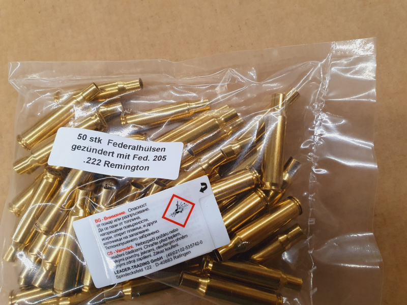 .222 Remington Federal Hülsen 50 stk fertig gezündert mit No. 205 # SSZ Berka – Bild 1