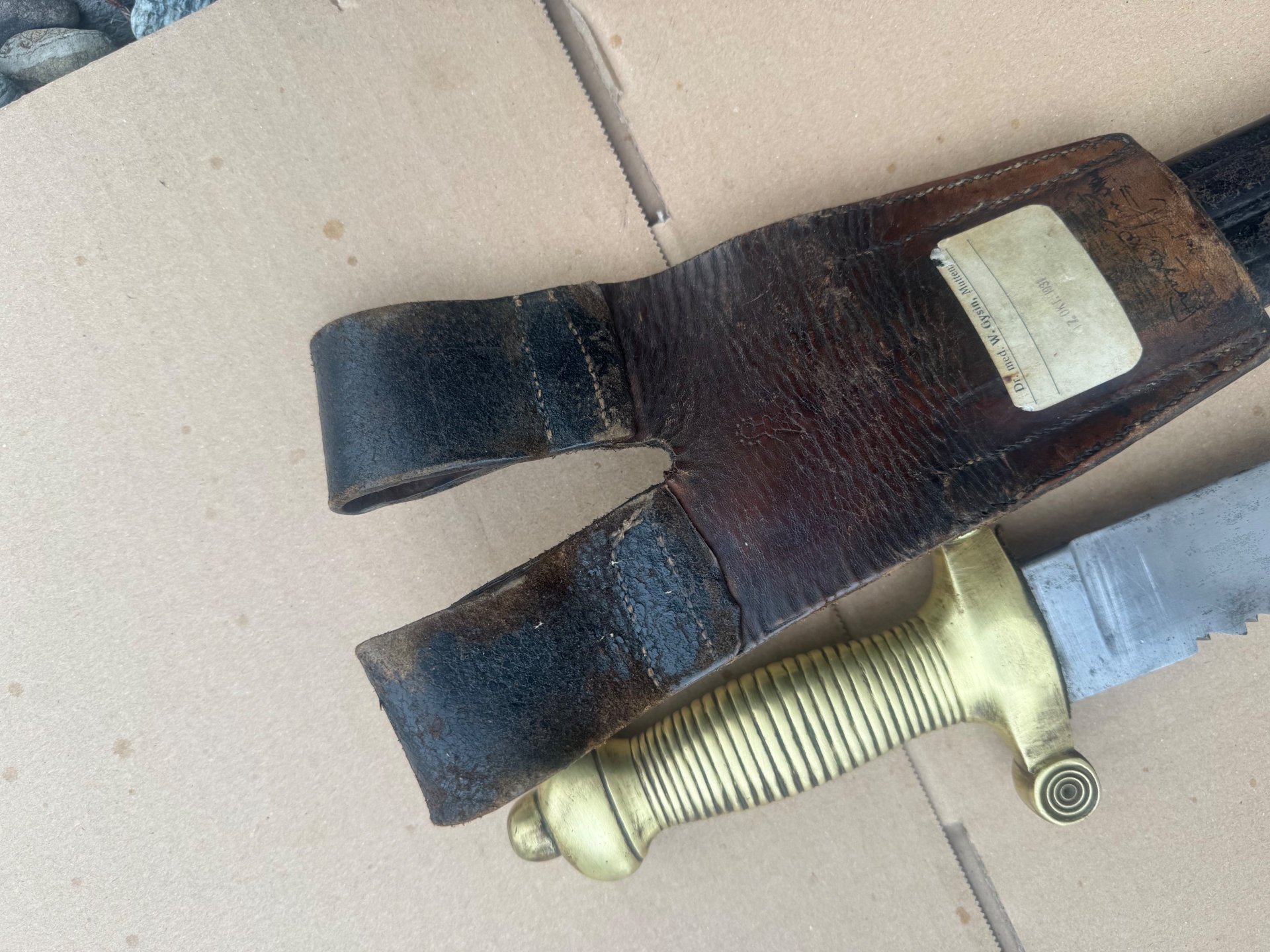 Schweizer Faschinenmesser Ord. 1842/52 mit Scheide und Koppels – Bild 5