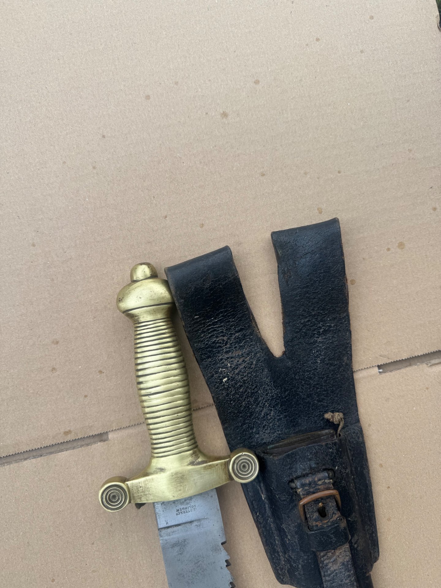 Schweizer Faschinenmesser Ord. 1842/52 mit Scheide und Koppels – Bild 4