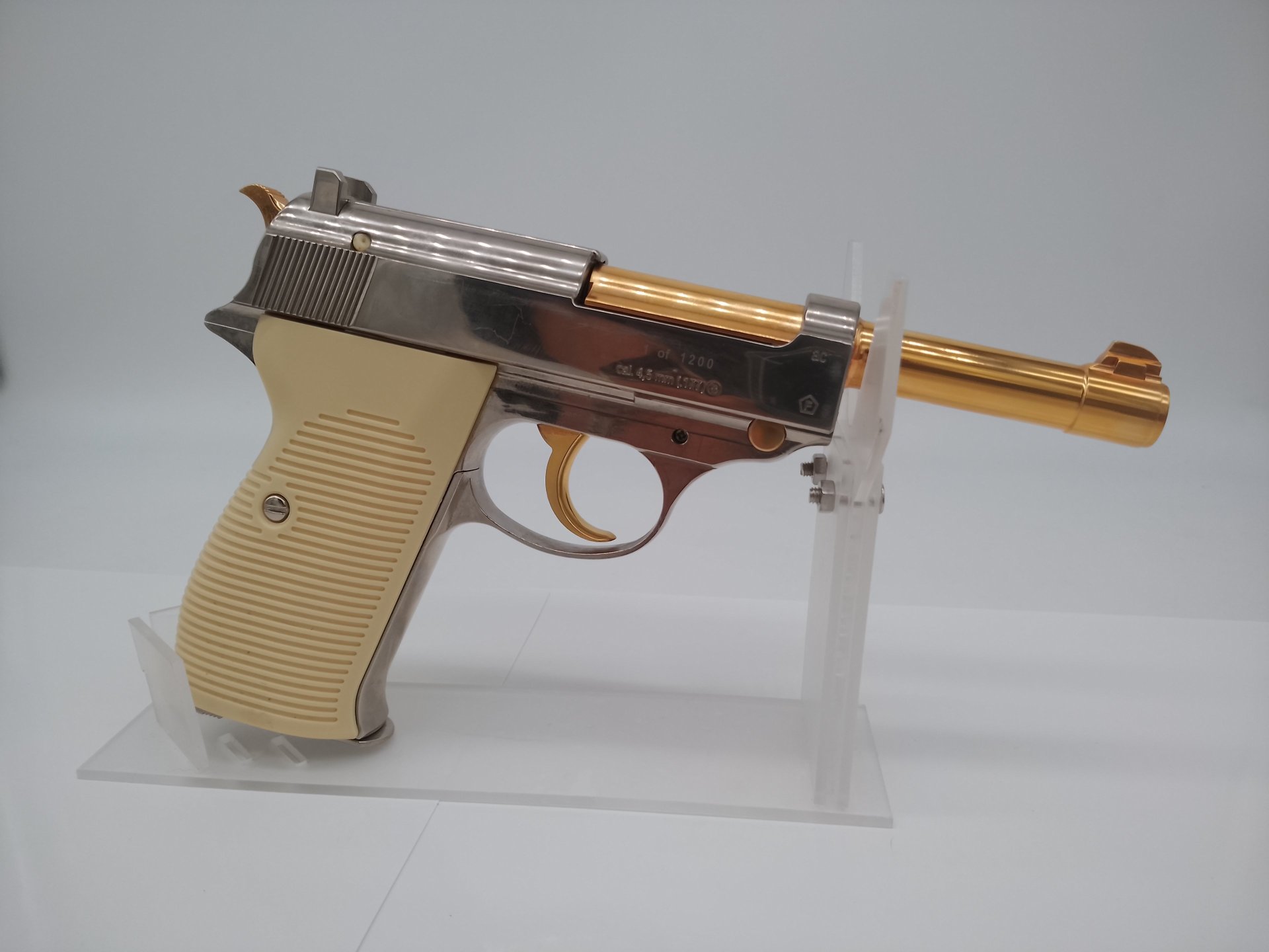 Pistole P38 Gold Edition, Blow - Back, Walther, 4,5mm Stahl BB, CO2 – Bild 5