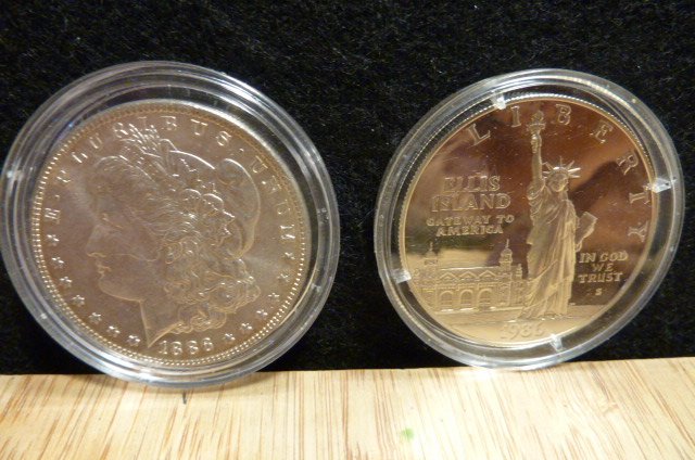 Morgan Dollar USA 1886 und ELLI Island Liberty 1 Dollar 1986 PP – Bild 5