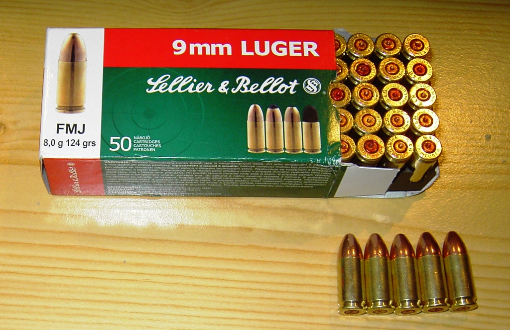 50 Deko Dekopatronen S&B 9mm Para / 9X19 / 9mm Vollmantel Original Hülsen u. Originalverpackung – Bild 1