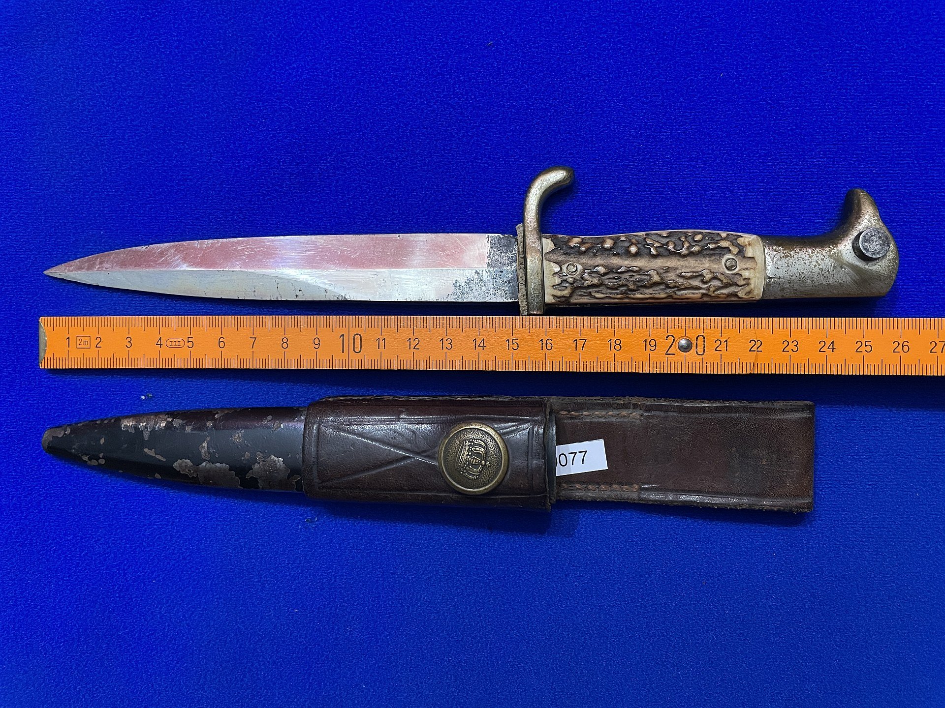 Kampfmesser/Grabendolch mit Hirschhorn-Griffschalen 1914 - 1918 – Bild 1
