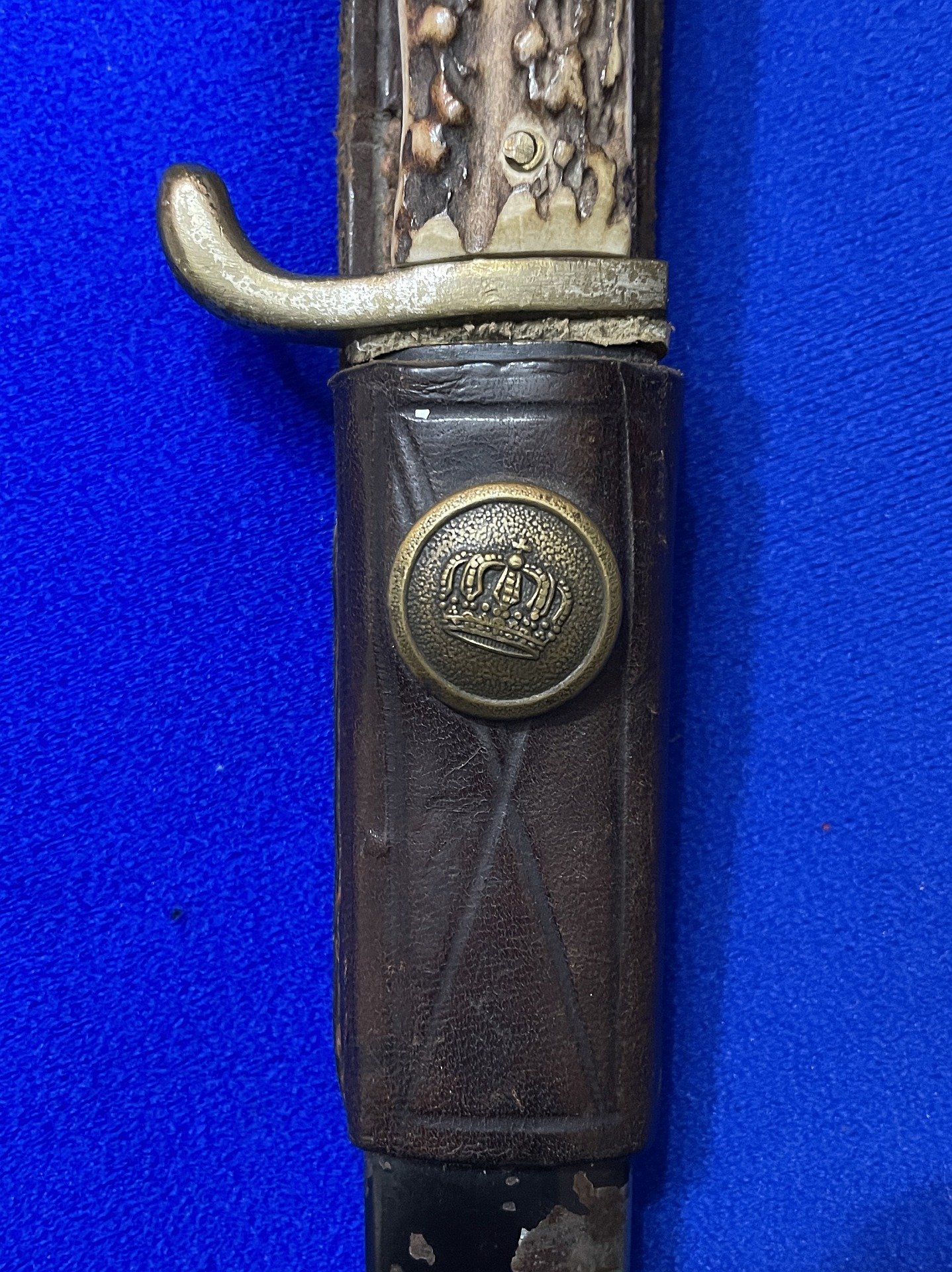 Kampfmesser/Grabendolch mit Hirschhorn-Griffschalen 1914 - 1918 – Bild 3