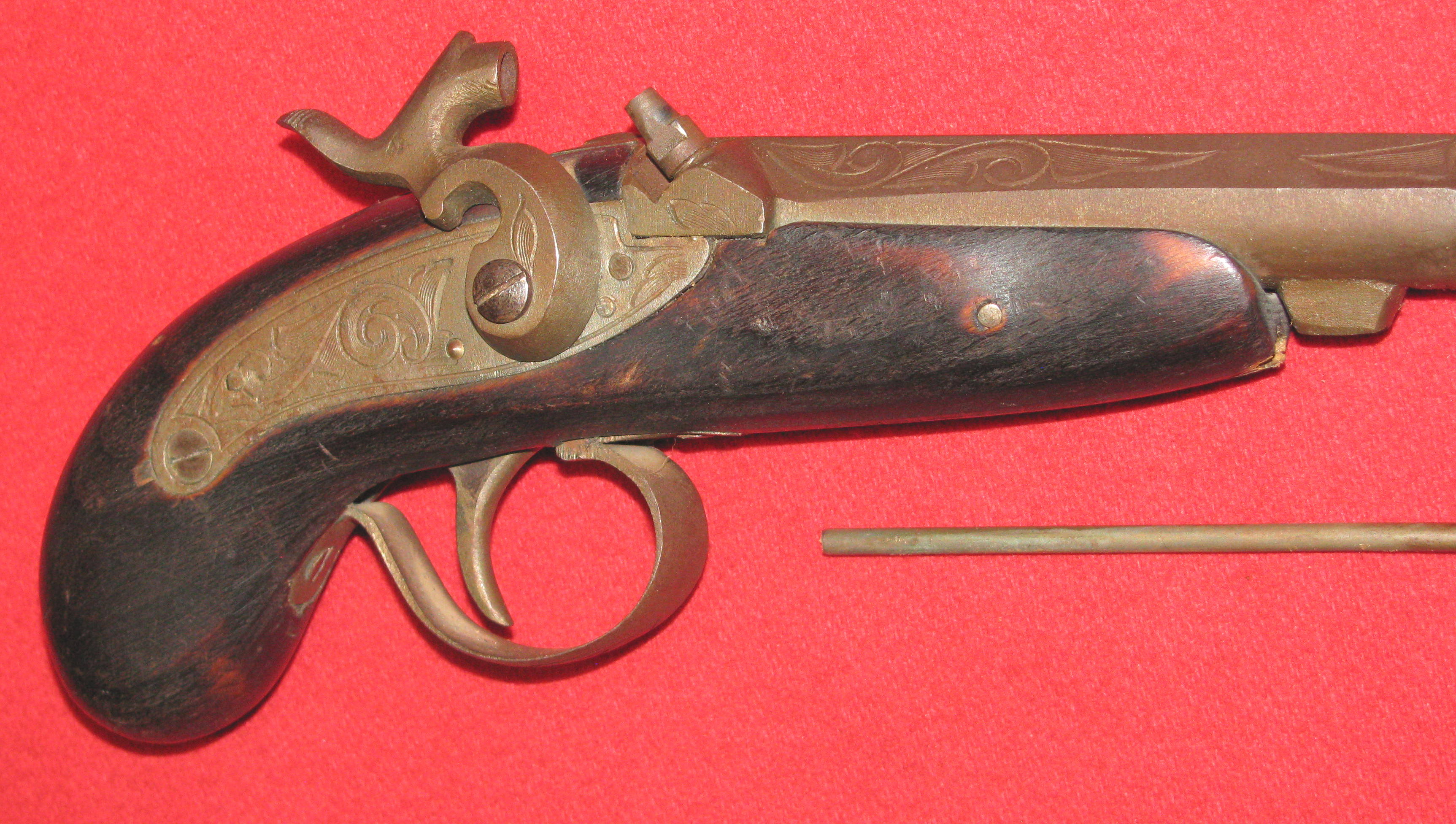 Perkussion Derringer Vorderlader Pistole mit Verzierungen – Bild 3