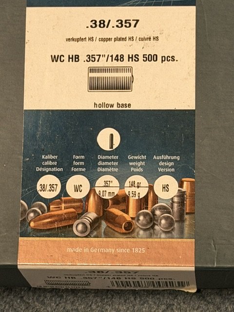 Geschosse 500stk. .38/.357 verkupfert HS WC HB .357"/148 HS Wadcutter – Bild 1