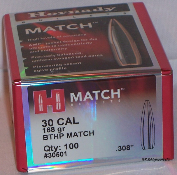 100St. HORNADY .30(.308Dia.) - 168 - BTHP - MATCH - #30501 - Versand ab 6,40€ – Bild 1