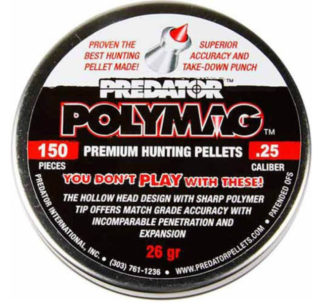 JSB Polymag Predator Diabolo Blei 6,35 mm .25 150 St. / Dose 1,68 Gramm (26 Grain) schwerer – Bild 1