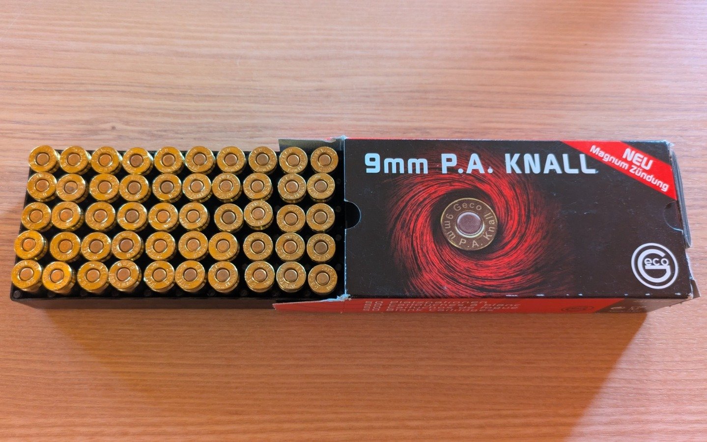 7x 50 GECO 9mm P.A. Knall Schreckschuss Platzpatrone Munition – Bild 1