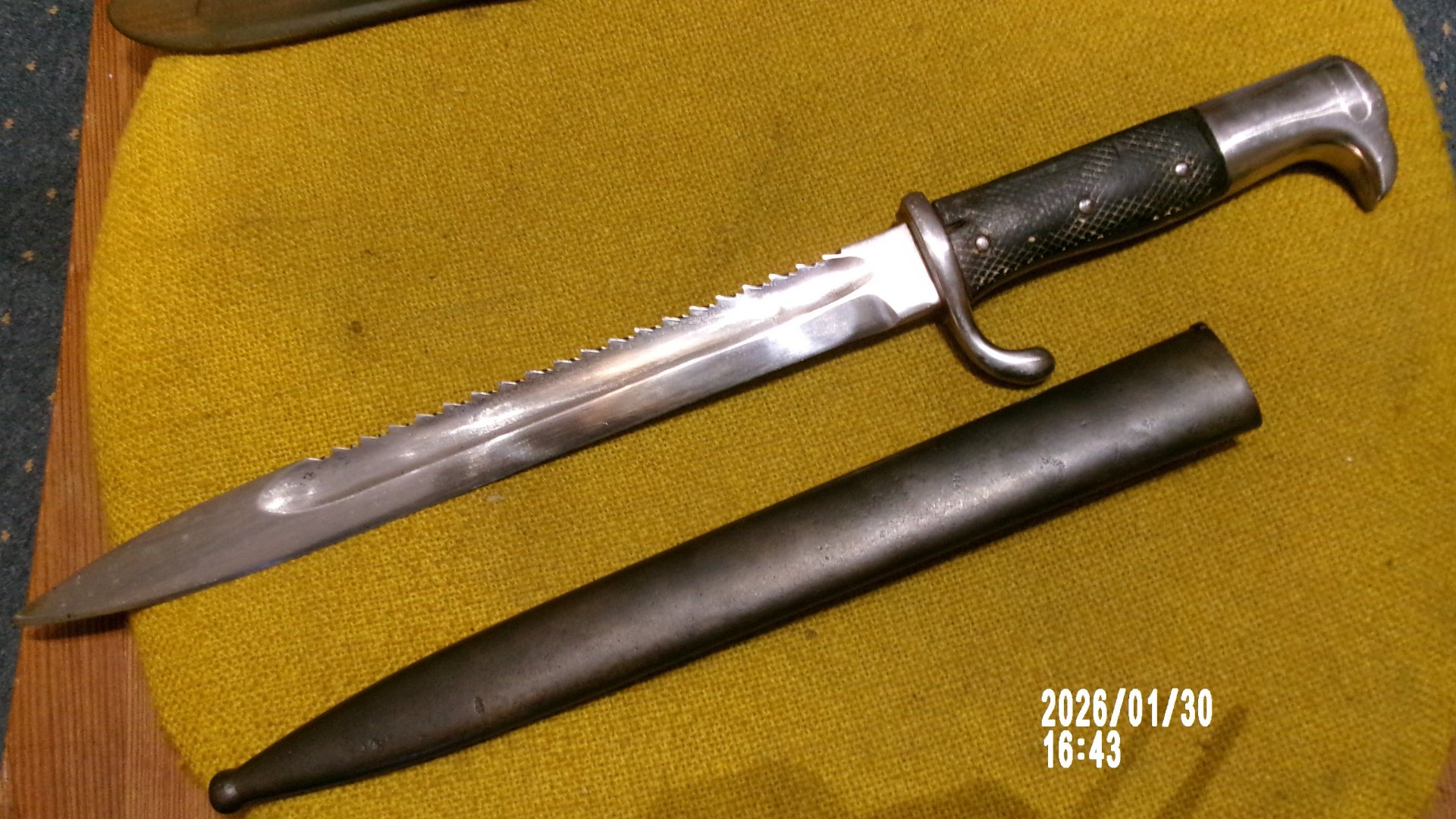 Selten KS 98 Bajonett für Maschinengewehrschützen, 1 WK Feldgrau Seitengewehr – Bild 3