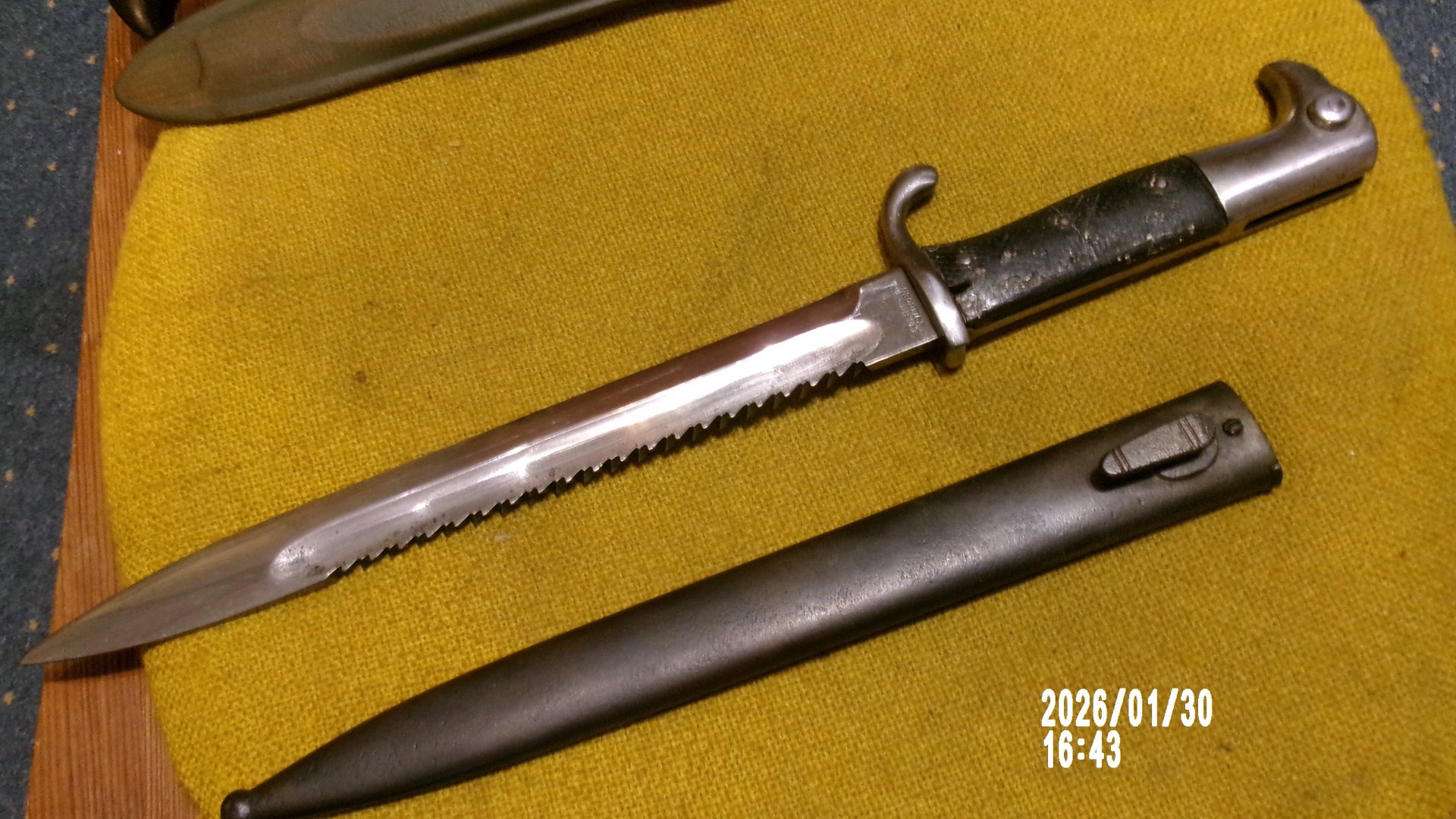 Selten KS 98 Bajonett für Maschinengewehrschützen, 1 WK Feldgrau Seitengewehr – Bild 2