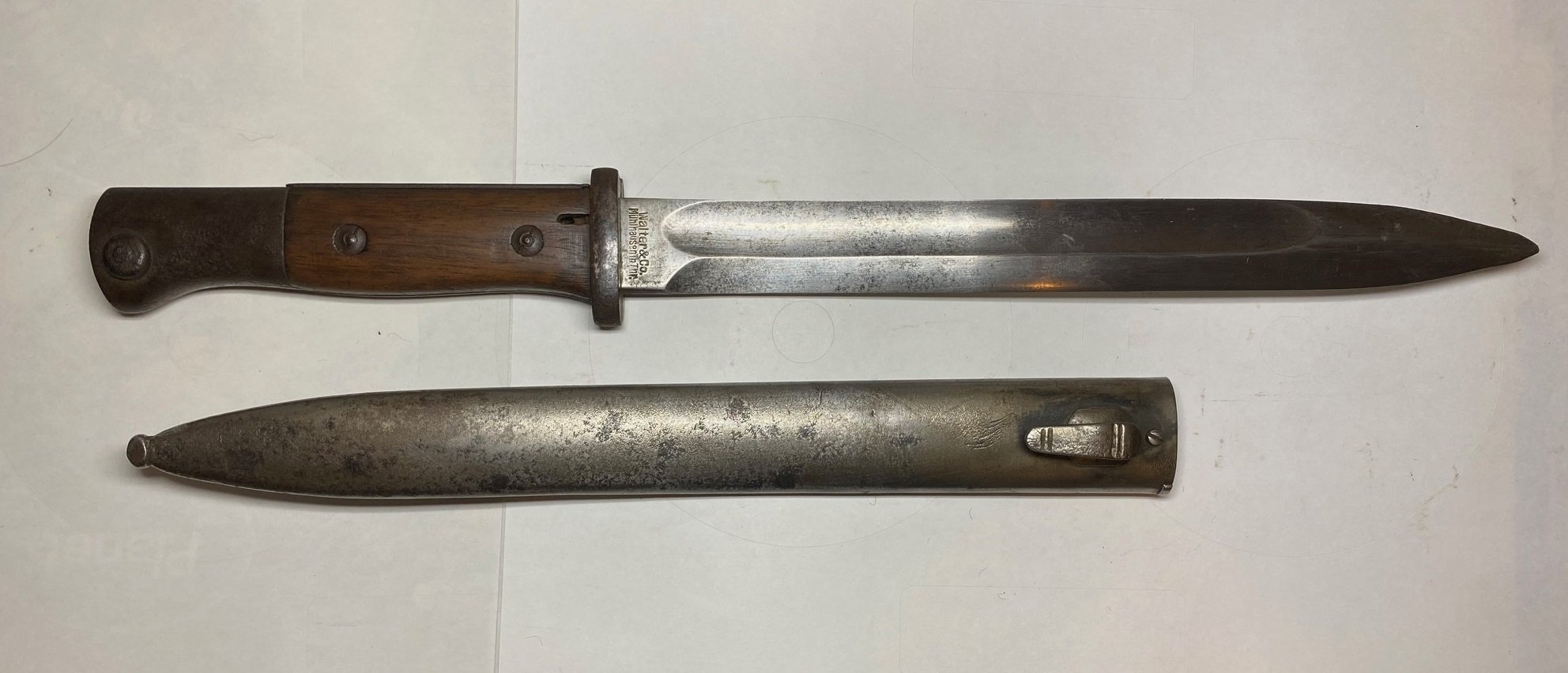 Preußisches Bajonett 84/98 Ersten Weltkrieg – Doppelstempelung des Herstellers WALTHER - HERDER 1916 – Bild 1