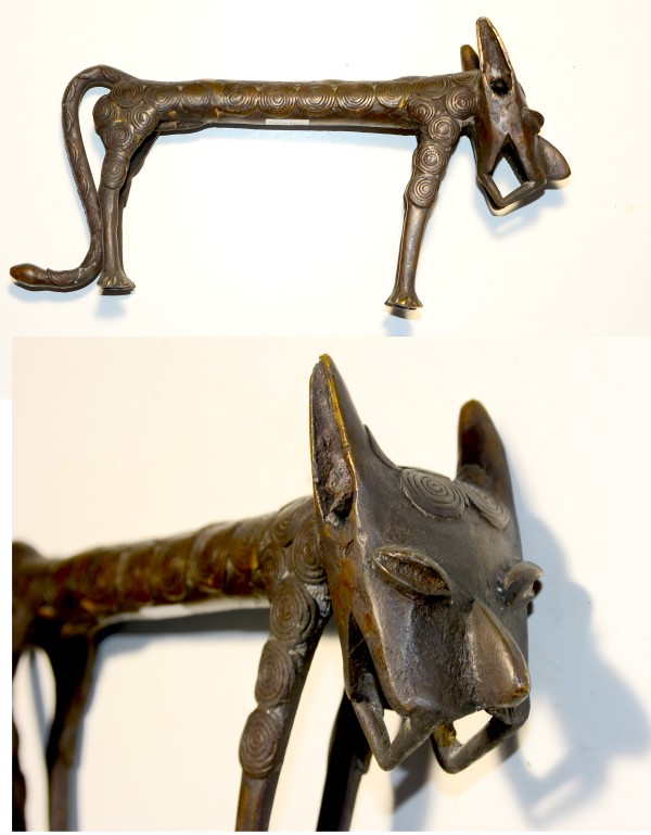 stilisierte Löwenskulptur, Bronze, Benin – Bild 1