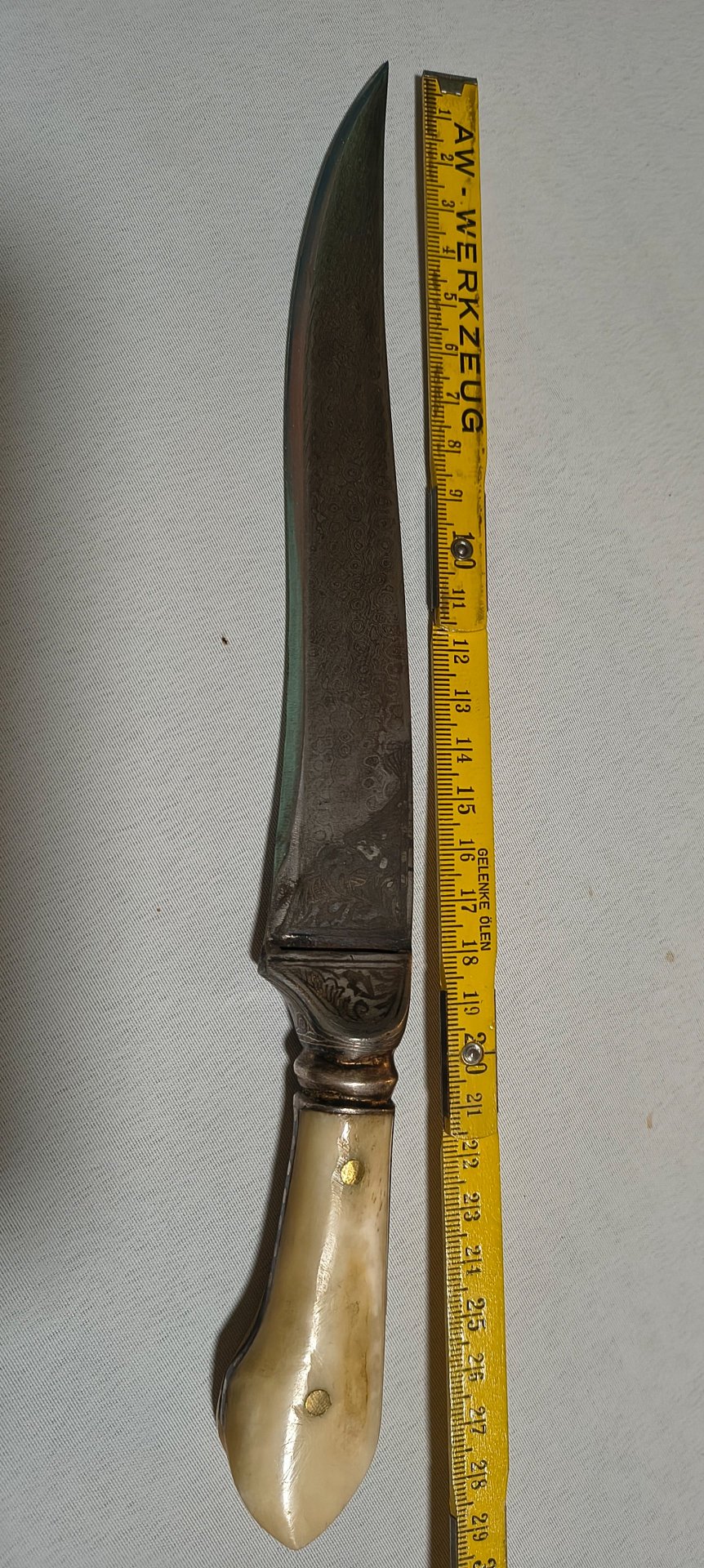 Historischer Pesh-Kabz Dolch Indien Persien – Wootz Damastknauf – Bild 5