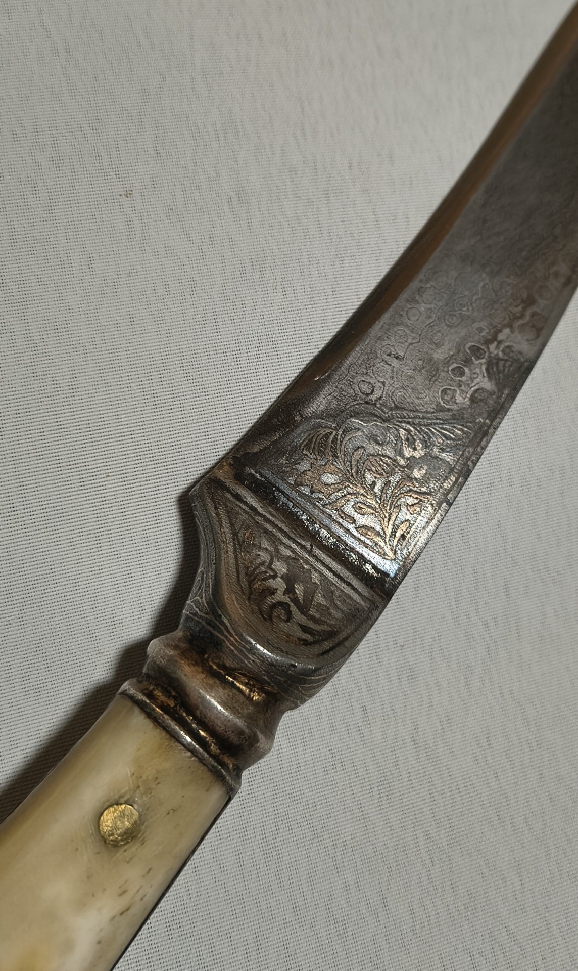 Historischer Pesh-Kabz Dolch Indien Persien – Wootz Damastknauf – Bild 2