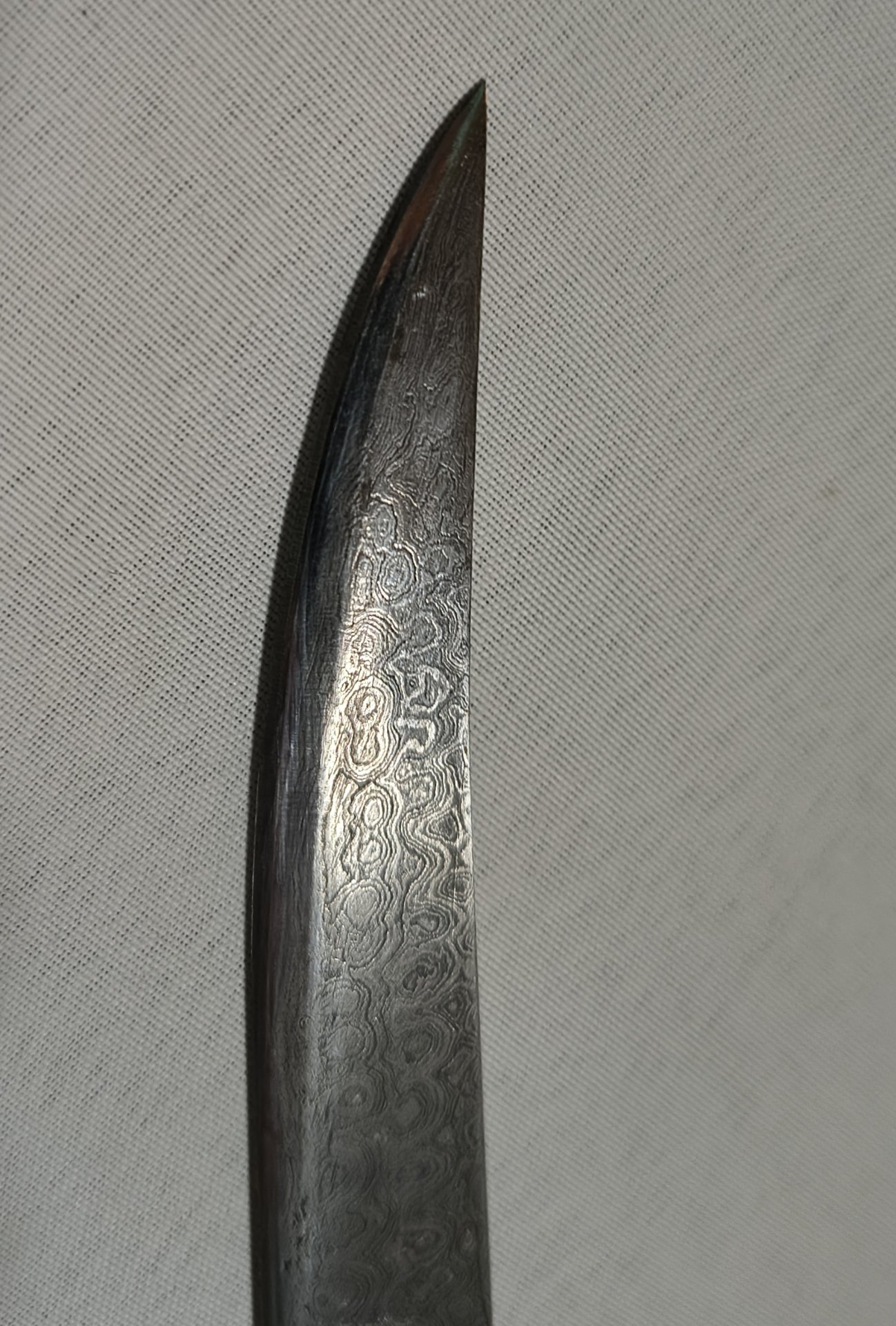 Antiker indo-persischer Dolch Widderkopf Damaststahl Pesh-Kabz – Bild 3