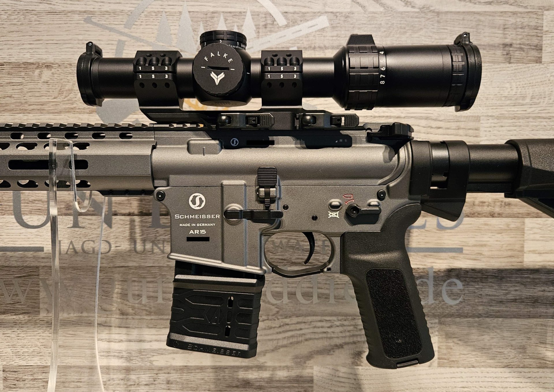 Neuware vom Fachhandel - Schmeisser AR15 M5FL Grey 16,75" .223Rem montiert mit Falke 1-8x24 TAC – Bild 6