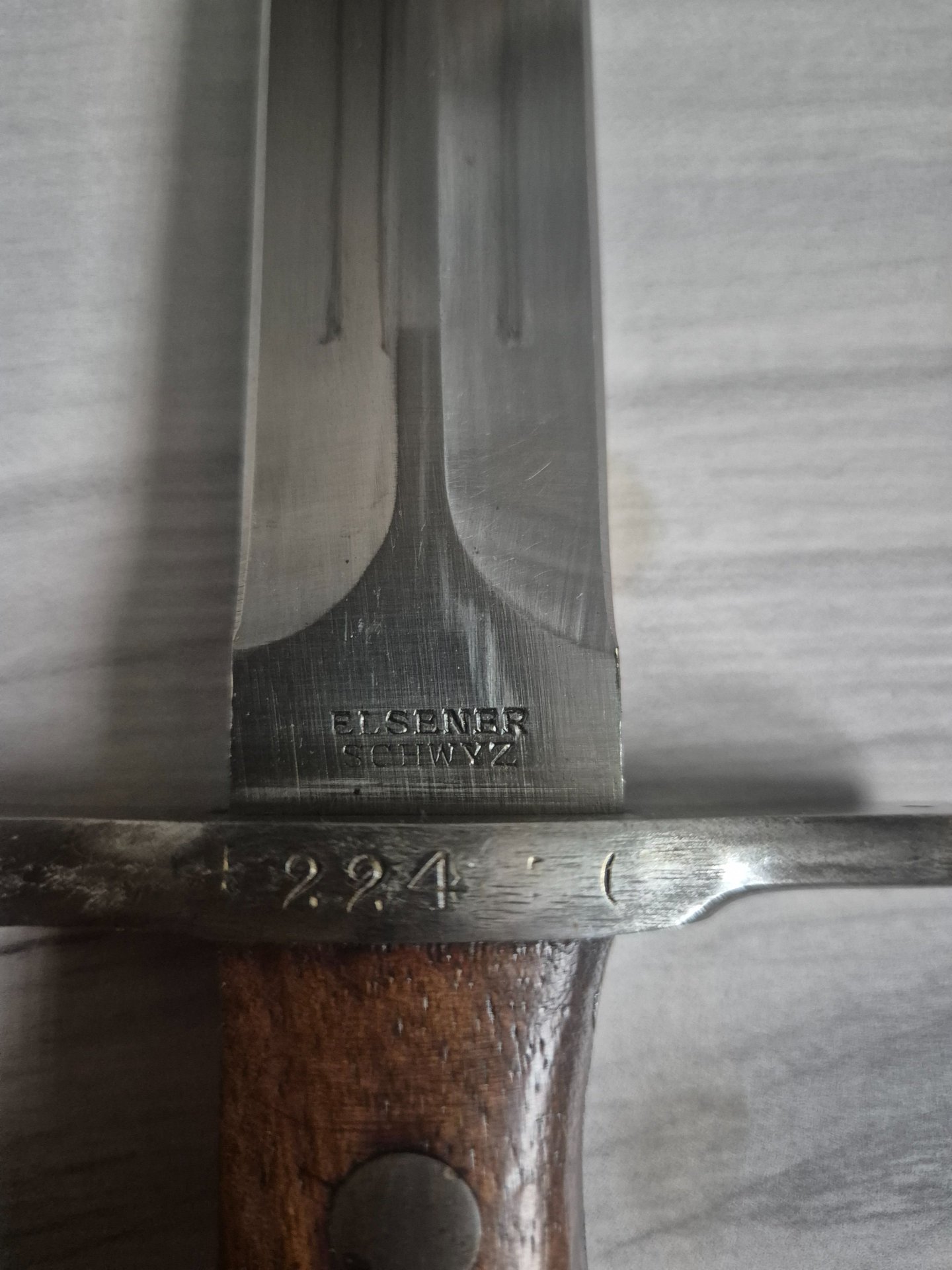 Schweizer Seitengewehr- Modell 1911 - dreistellige Seriennr. - Elsener Schwyz – Bild 2